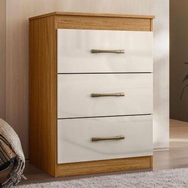 Imagem de Cômoda Com 3 Gavetas 61x88cm Vitória Moval Cor:freijó/off White
