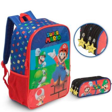 Imagem de Kit Mochila Infantil Super Mario Resistente Volta As Aulas - Plike
