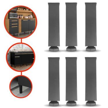 Imagem de Kit 6 Pés Armário Itatiaia Com Regulagem de Altura 17cm até 20cm - Opp