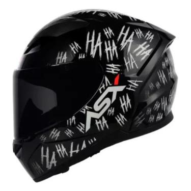 Imagem de Capacete Asx Hahaha City Fun Brilho Preto Branco, 56