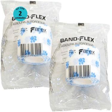 Imagem de Atadura 5cm Branca Com PatinhasBand-FlexAutoadesiva Para Animais Farex