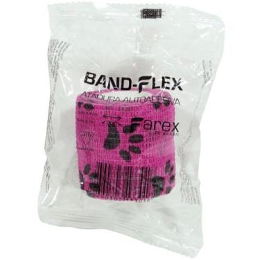Imagem de Atadura 5cm Rosa Com PatinhasBand-FlexAutoadesiva Para Animais Farex