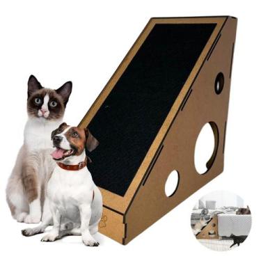 Imagem de Rampa Arranhador Grande Madeira Mdf C/ Carpete Antiderrapante - Grupo 