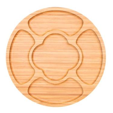 Imagem de Petisqueira Bambu Redonda Com Divisorias Aperitivos Grande - Mimo Styl