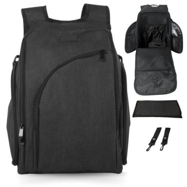 Imagem de Mochila de viagem para fraldas JOHAR Spacious impermeável preta