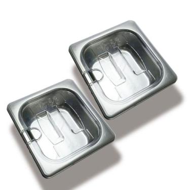 Imagem de CONJ 2 CUBA Gastronômica INOX GN 1/6x65 mm 900 ML + TAMPA 1/6 EM POLIC