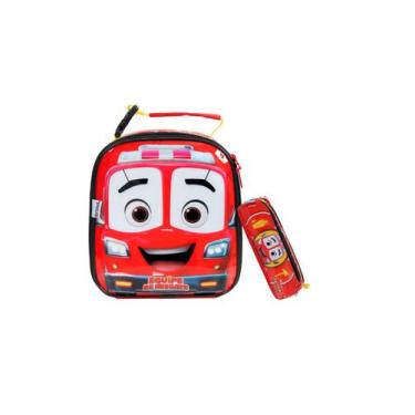 Imagem de Kit Escolar Equipe Resgate Lancheira Térmica + Estojo Duplo - Dermiwil