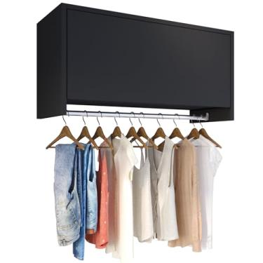 Imagem de Armário Aéreo Multiuso Delta Parede Suspenso Cabideiro Lavanderia Closet Quarto (Preto)