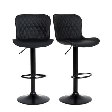 Imagem de Banqueta Alta Couro Sintético Giratória Regulagem de Altura Duoffice Arya (2, Liso)