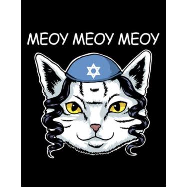 Imagem de Hanukkah Holiday Jewish Cat Hanukkah Oy Vey Hanukcat Menorah Kippah Notebook: 100 Pages, 8.5x11"