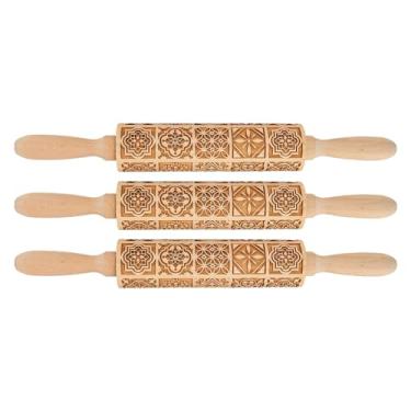 Imagem de Rolo de Gravação Em Relevo Gravado, Rolo 3D de Madeira para Massa Em Relevo, 14,17 Polegadas, Resistente, Rolamentos, Limpo Facilmente, Ideal para Doces, Massa