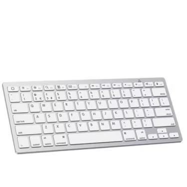 Imagem de Teclado Bluetooth Sem Fio Ultra Fino para Tablet, Celular e PC – Compatível com Android, iOS, Windows e Mac, Padrão ABNT2 com Tecla "Ç" e "Command" – Design Nacional (Cinza Metalizado)