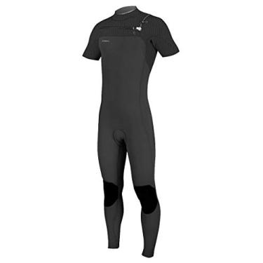 Imagem de Roupa de mergulho masculina O'Neill Hyperfreak 2 mm com zíper no peito e manga curta, preto, médio alto