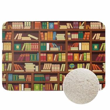 Imagem de Lungtao Prateleira de livros tapetes de banheiro retrô literatura livros durável flanela tapete de banho tapetes de liquidação para decoração de quarto de lavanderia e cozinha carpete lavável 40 x 60