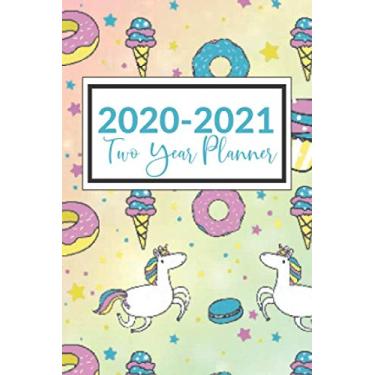 Imagem de 2020-2021 Two Year Planner: Pocket Planner Organizer Daily Weekly Monthly Calendar, including leap year, 24 month with password log and goal agenda, ... cakes donuts and unicorn digital paper cover.