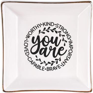 Imagem de Presentes cristãos para mulheres – Bandeja de pratos inspiradora, prato de joias com versículo da Bíblia – Presentes espirituais católicos religiosos para aniversários, Natal