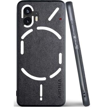 Imagem de AIORIA Capa protetora para celular for Nothing Phone 2 premium de couro retrô (preta)