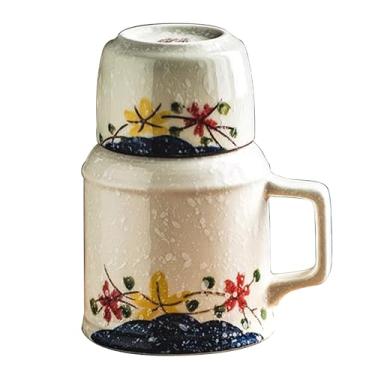 Imagem de Conjunto De Bule De Chá Grosso Versátil, Caneca De Escritório, Xícaras De Chá Com Tampa, Canecas De Café De Porcelana De Grande Capacidade(Style1)