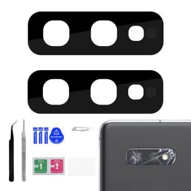 Imagem de BESJMYT Pacote com 2 para Samsung Galaxy S10e Lente de Vidro Traseira Adesivo de Substituição para Câmera Traseira com Kit de Reparo de Ferramenta de Fixação Completa Pinças Pano de Pó para S10e