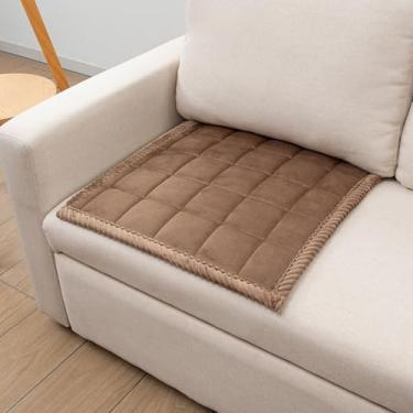 Imagem de TAOMOCASTL Capa de sofá para cães, lavável, para cama de animal de estimação, felpudo, antiderrapante, para cães, crianças, animais de estimação, capa de sofá (marrom, 53 x 53 cm/quadrado)