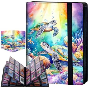 Imagem de Fichário de cartão com 9 bolsos para cartões colecionáveis, álbum de cartas colecionáveis com mangas, capa de couro PU, coleção de cartões, grande capacidade, 360 bolsos, capas para cartões de