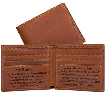 Imagem de kullder Carteira masculina gravada presente personalizada para homens, carteira de couro presentes para marido, pai, filho, aniversário, aniversário, dia dos pais, ideia de presente para ele, mãe para