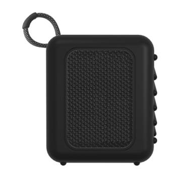 Imagem de Geekria Capa de alto-falante de silicone compatível com JBL GO 4, capa protetora macia, bolsa de substituição para alto-falantes portáteis para transporte de viagem com gancho para chaveiro (preto)