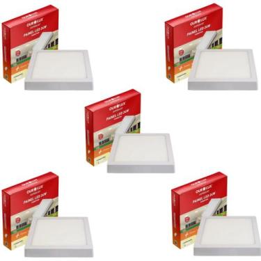 Imagem de 5 Luminárias Led Quadrada Sobrepor 24w 4000k Bivolt - OUROLUX