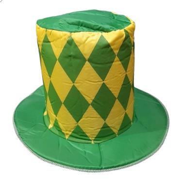 Imagem de Kit 2 Chapéu Cartola Brasil Estampada Torcida Verde e Amarelo Jogos Copa do Mundo