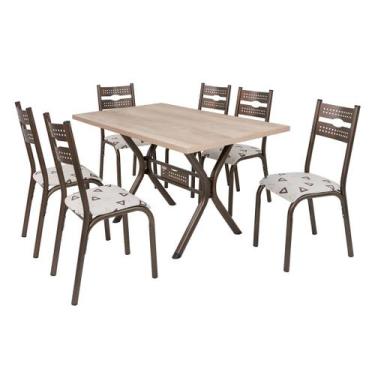 Imagem de Conjunto mesa jogo sala jantar ciplafe luna tampo madeira bp carvalho 