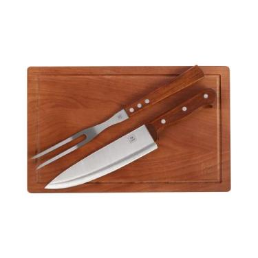 Imagem de Kit Churrasco Tabua Garfo e Faca Conjunto Completo Bel - 258500