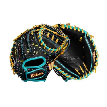 Imagem de Wilson Luva de apanhador de beisebol Spring 2025 A2000® PF33SS 83,8 cm - Arremesso de mão rígido, variedade/amarelo/azul-petróleo