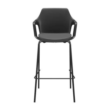 Imagem de Banqueta Vesper Assento Almofadado Alta 4 Pés com Braços Fixos - Plaxm