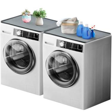 Imagem de 2 peças de capas de lavadora e secadora para a parte superior, tapete protetor de silicone para secadora de 60 x 60 cm, à prova de derramamento, antiderrapante e resistente a arranhões