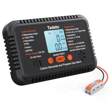 Imagem de Tadeto RV Carbon Monoxide and Propane Gas Alarm, 12V DC Hardwired CO/LPG Gas Leak Alarm with Light and Audible Indicator, RV Propane Detector with Reset/Backlight for RV/Trailer/Camper