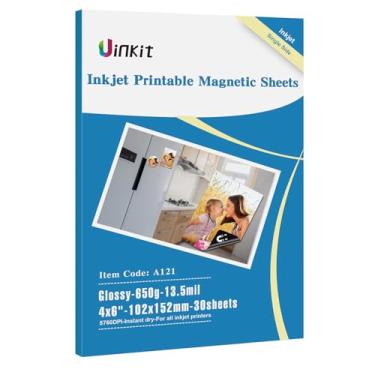 Imagem de Papel fotográfico magnético 4x6 brilhante – pacote com 30 folhas 13,5 mil 650 g/m² Uinkit geladeira Inkjet Papel fotográfico