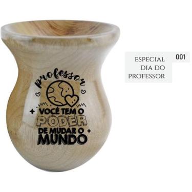 Imagem de Cuia de Madeira Natural Personalizada - Dia dos Professores - Mix Atac