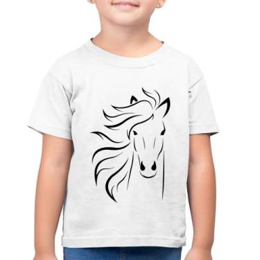 Imagem de Camiseta Algodão Infantil Cavalo Traços - Foca na Moda, Branco, 10