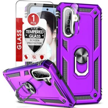 Imagem de LeYi Capa para celular A36-Samaung com protetor de tela e protetor de lente de câmera, capa A36 5G para mulheres, capa com suporte de anel magnético à prova de choque de grau militar para Galaxy A36