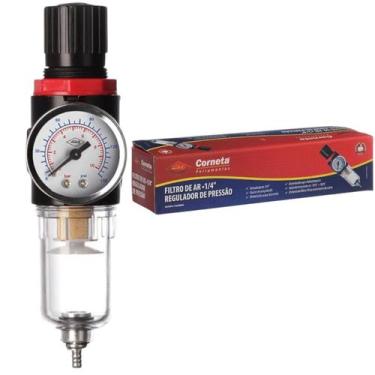 Imagem de Filtro de Ar 1/4 Regulador Pressão Compressor C/ Manômetro - Corneta