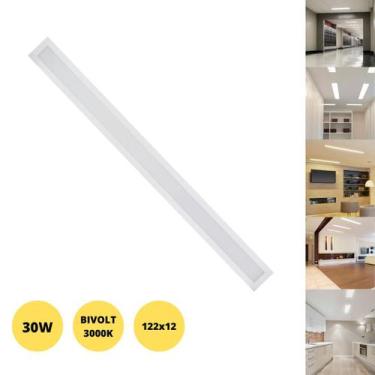 Imagem de Painel 30W LED 122x12 Embutir Slim Retangular Branco Quente 3000K Bivo