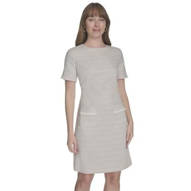 Imagem de Tommy Hilfiger Vestido feminino trapézio evasê, cáqui/marfim, 50