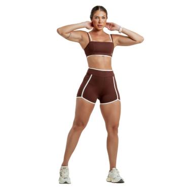Imagem de Shorts Biker SlimFit Academia Fitness Tecido Poliamida Fria Modelador Alta Compressão Cós Alto UV50+-Feminino