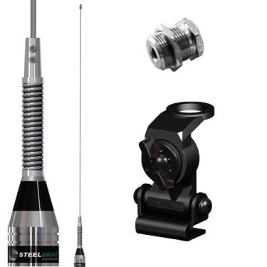 Imagem de Kit Enfeite Antena 62cm com Mola na Base Suporte Porta Malas Parafuso 