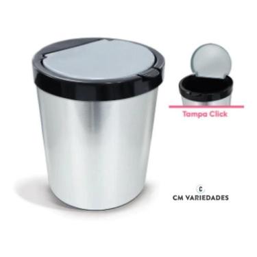 Imagem de Kit 3x Lixeira Metal Cesto Lixo Escritório 10 Litros - Arqplast, prate