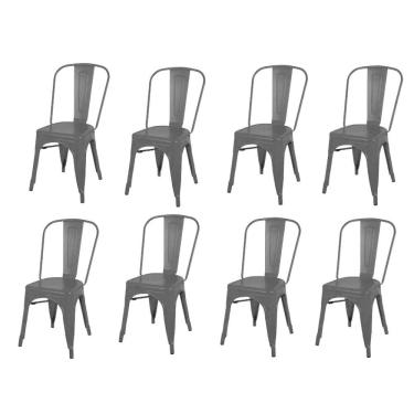 Imagem de Kit 8 Cadeiras Tolix Iron Ferro Preta Fosca Aço Industrial