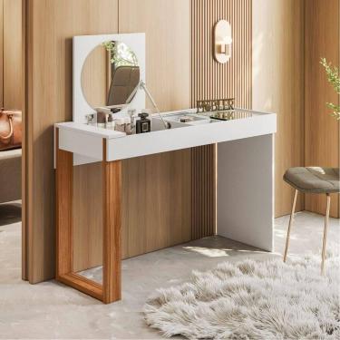 Imagem de Penteadeira Camarim Escrivaninha Com Espelho Play Branco Fosco-cinamomo Mel - Mabe Magazine