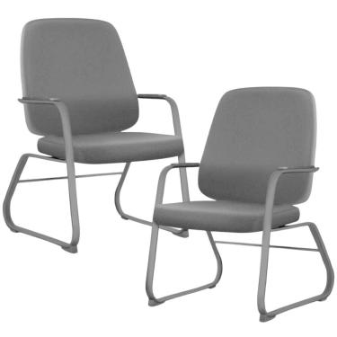 Imagem de Kit 02 Cadeiras Executiva Diretor Base Fixa Hub F02 Sintético Preto - Lyam Decor