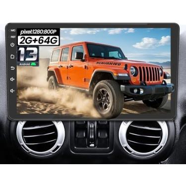 Imagem de Estéreo automotivo de 64 GB para Jeep Wrangler JK 2007-2017: tela sensível ao toque de 10,1 polegadas de substituição de rádio veicular sem fio Carplay/Andriod Auto Bluetooth Backup Camera 5GWIFI GPS