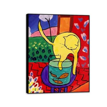 Imagem de Henri Matisse Floral Natureza Morta Jardim Colorido Arte Moderna Cartaz Pinturas em Tela Imagens de Arte de Parede Decoração de Casa 90 x 70 cm (36 x 28 pol) Preto Emoldurado
